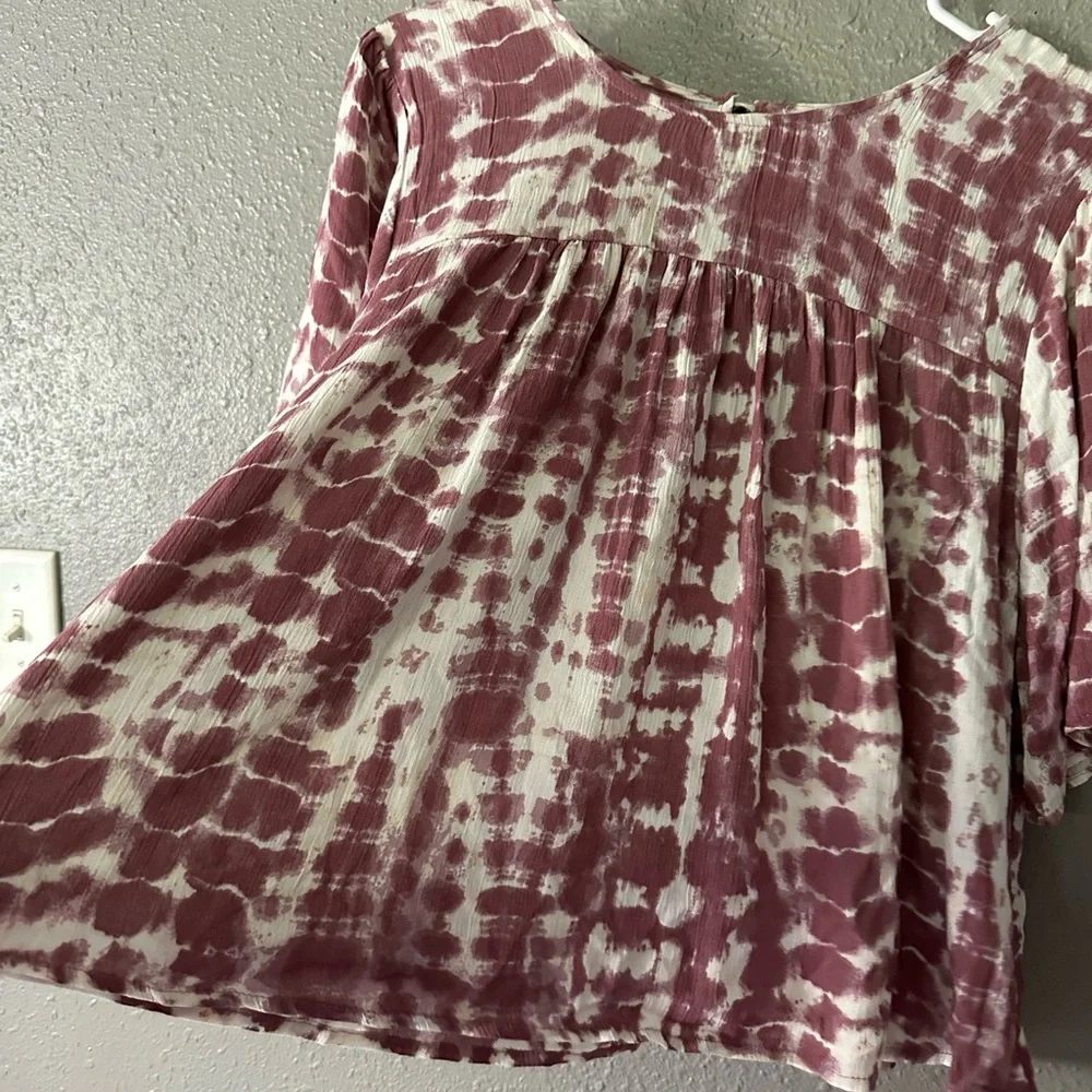 Womens Gypsies & Moondust Tie-dye Top Blouse Boho Shirt Size L Pink & White NWT - Picture 5 of 10